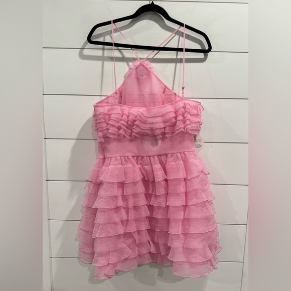 NWT Staud pink Florian ruffled organza mini dress - Picture 8 of 10